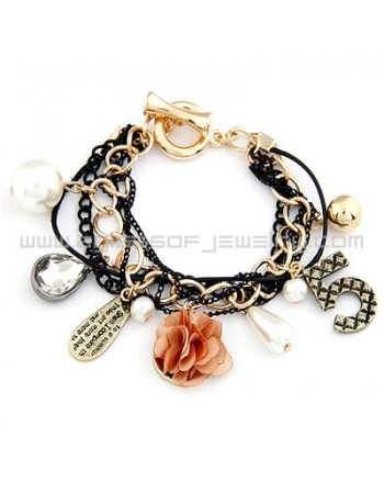 Mix Elements Retro Flower Charm Bracelet 